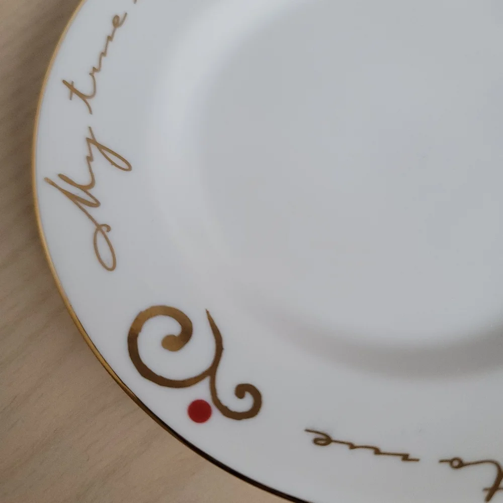Pier 1 Cup and Saucer 12 Days Of Christmas On The First Day Partridge Gold Trim